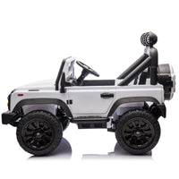 Licensed 2015 Land Rover Defender 90,24V Kids Ride On Xxl Car W Parents Control,2Wd,Four Wheel Suspension,Bluetooth,Mp3,Music,Power Display,Led Lights,Speeds 1.86 3.11Mph For Kids 3 7. White Polypropylene