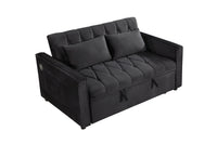 3 In 1 Sleeper Sofa Couch Bed Twin Black Fabric