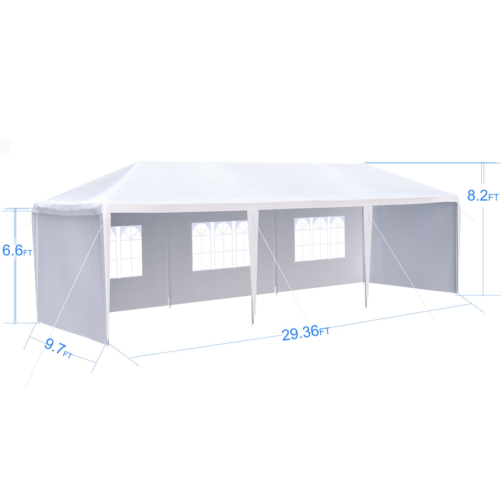 10X30' Wedding Party Canopy Tent Outdoor Gazebo With 5 Removable Sidewalls White Metal