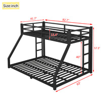 Metal Twin Xl Over Queen Bunk Bed For Teens And Adults,Space Saving Noise Reduced No Box Spring Needed, Black Twin Xl Black Metal