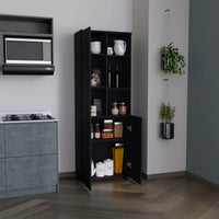 Riner Multistotage 67" H With 5 Tier Storage Shelves And 2 Doors, Black Black Solid Wood Mdf Engineered Wood