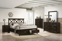 Queen X Storage Bed Mahogany Solid Wood Mdf