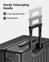 28 Inch Checked Travel Luggage With Tsa Lock&Spinner Wheels, Abs Pc Hardside Lightweight Suitcase Black Abs Pc