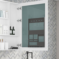 48'' W X 36'' H Surface Frameless Mirror Medicine Cabinet, Beveled Mirror Edges Bathroom Medicine Cabinet White Engineered Wood