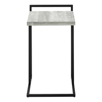 Accent Table, C Shaped, End, Side, Snack, Living Room, Bedroom, Grey Laminate, Black Metal, Contemporary, Modern Grey Particle Board