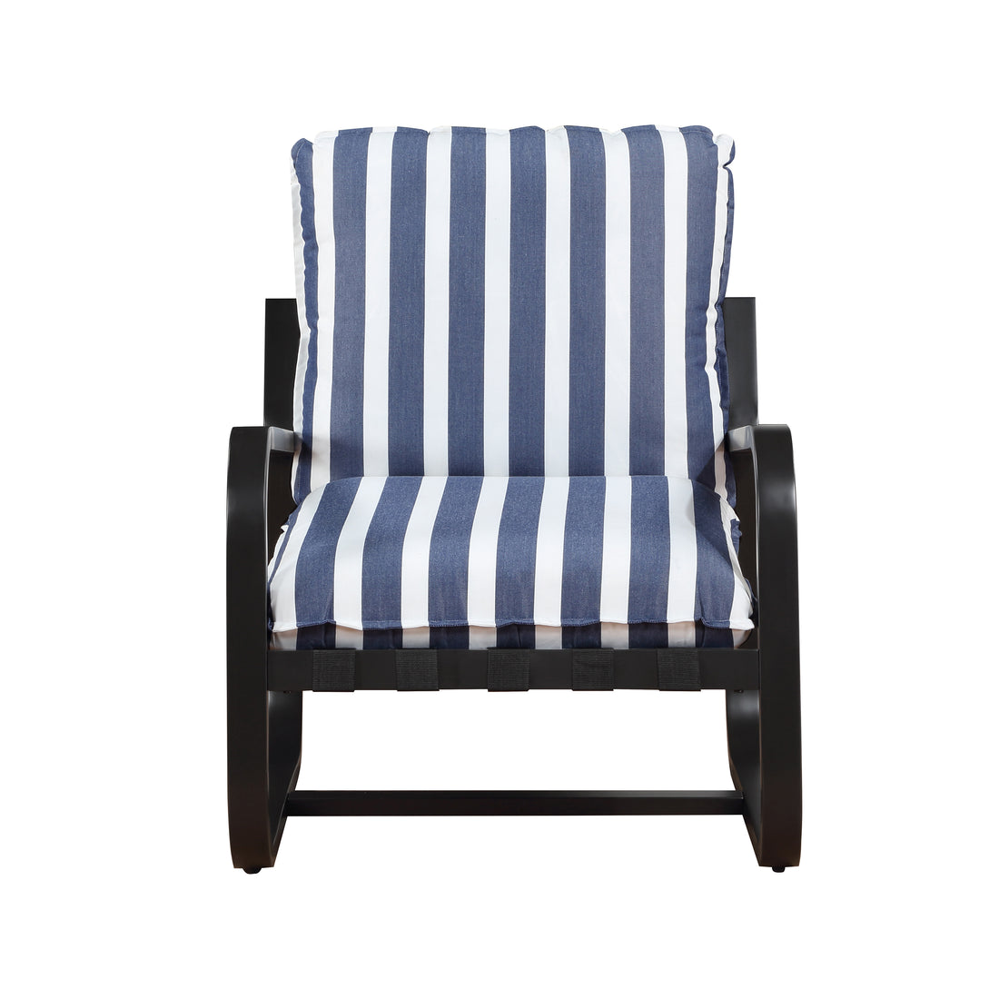 Asa Outdoor Sling Chair Upholstered In Blue And White Stripe Fabric Blue And White Stripes Foam Fabric Metal