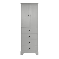 Storage Cabinet With 2 Doors And 4 Drawers For Bathroom, Office, Adjustable Shelf, Mdf Board With Painted Finish, Grey Grey Mdf