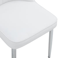 4 Modern Dining Chairs, Smooth Pu Leather Backrest And Silver Toned Metal Legs For A Comfortable Home Experience For Kitchens, Bedrooms And Offices. White Pu