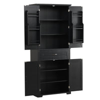 Bathroom Storage Cabinet With Doors And Drawer, Multiple Storage Space, Adjustable Shelf, Black Black Mdf