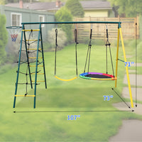 Indoor Outdoor Metal Swing Set With Safety Belt For Backyard Multicolor Steel