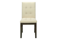 Dining Chair, 37" Height, Set Of 2, Upholstered, Dining Room, Kitchen, Cream Fabric, Grey Solid Wood, Transitional Cream Foam Solid Wood Mdf