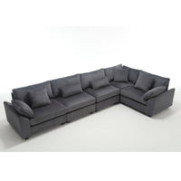 Arrival Oversized Modular Sectional Sofa Couches Set,Corduroy Upholstered Deep Seat Comfy Sofa For Living Room 5 Seat,Dark Gray Dark Gray Fabric 5 Seat