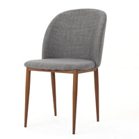 Mid Century Dining Chair Fabric Upholstered Chair Set Of 2 , Grey Light Grey Fabric
