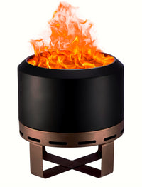 Outdoor Smokeless Fire Pit Stove 18'' For Camping Bonfire, Wood Burning Fire Place Firepit With Stand For Patio Backyard Outside Black Iron