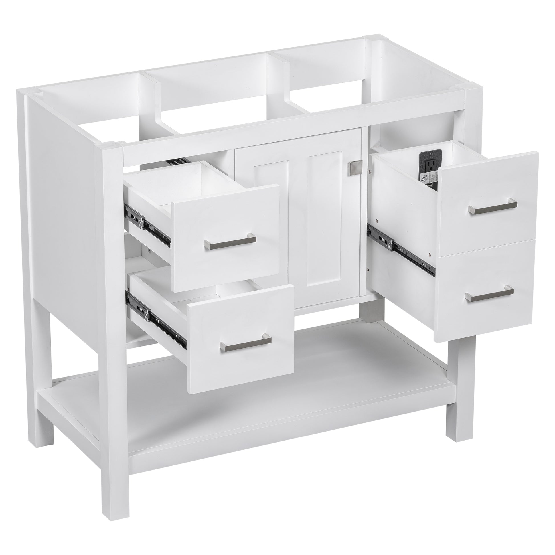 Cabinet Only 36" White Modern Bathroom Vanity With Usb Sink Not Included White Solid Wood Mdf Resin