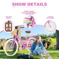 Steel Frame,Multiple Colors, For 10 Years Old Girls Bike,24 Inch Wheel Cycling Pink Garden & Outdoor Steel