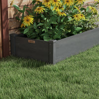 Outsunny 8X2Ft Wooden Raised Garden Bed Kit, Elevated Planter With 2 Boxes, Self Draining Bottom And Liner, Patio To Grow Vegetables, Herbs, And Flowers, Gray Grey Wood