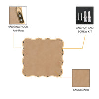 Solid Wood Wavy Square Mirror Natural Wood 36" X 36" Modern Mirror Wall Decor For Bathroom, Bedroom, Living Room, Dining Room, Cloakroom, Entryway Square Framed Natural Wood Living Room Large 33In 40In Glass Solid Wood