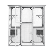 Catio Outdoor Cat Enclosure With Roof 72" Height Cat Wooden House Large Cat Cage With 3 Jumping Platforms And 2 Napping Houses For Cat Activity Grey Grey Outdoor Kennel Wood