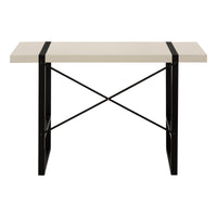 Computer Desk, Home Office, Laptop, 48"L, Work, Beige Laminate, Black Metal, Contemporary, Modern Taupe Particle Board