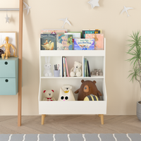 Toy Storage Organizer, Kids Bookshelf And Toy Storage With Legs, Multifunctional Storage Organizer, Children Bookcase For Kids Room, Living Room, Nursery,White White Solid Wood Mdf