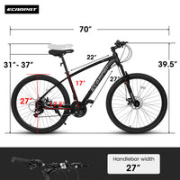 A2757 27 Inch Mountain Bike 21 Speed, Suspension Fork, Aluminum Frame Disc Brake, Mountain Biking For Both Men And Women. Black American Design Aluminium