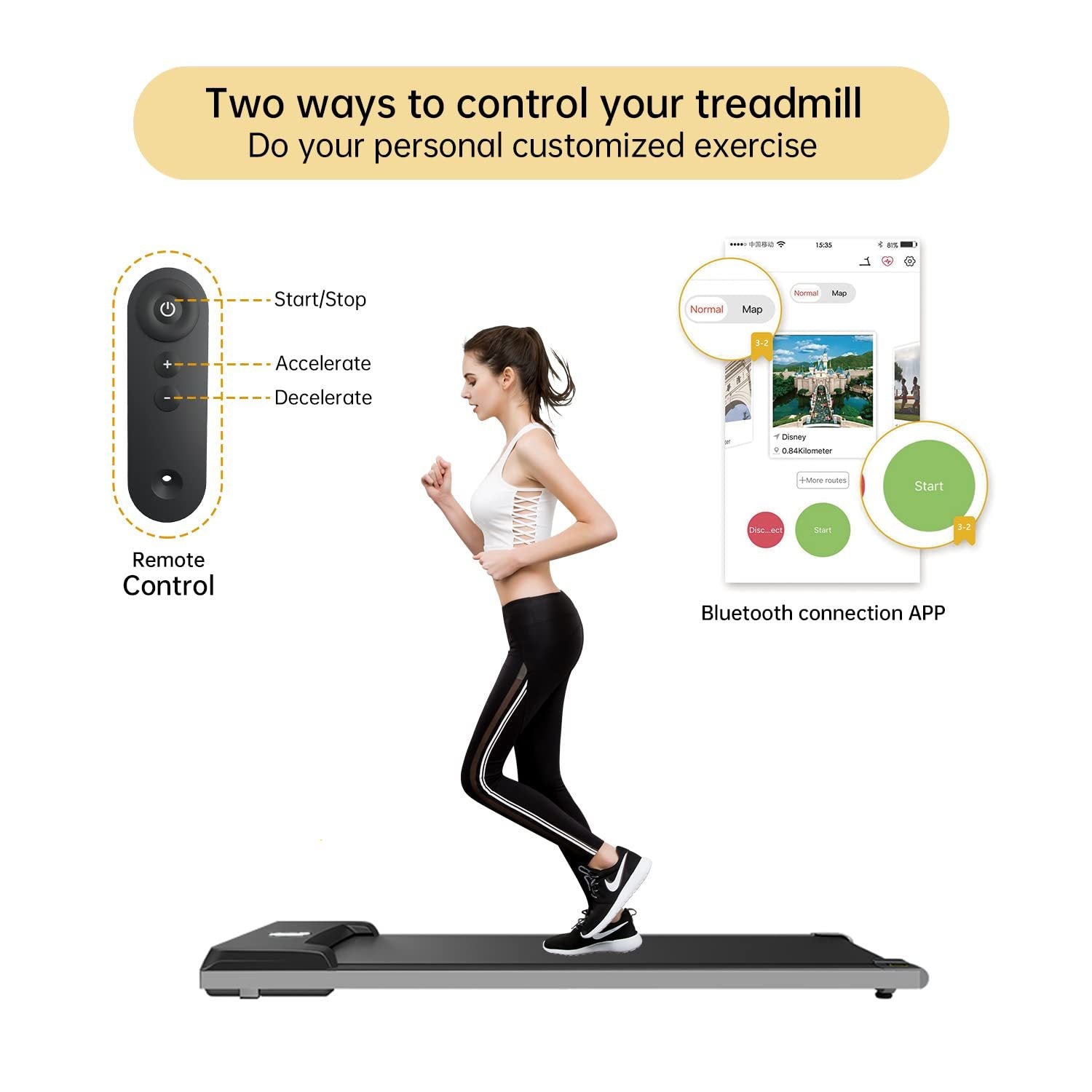 Under Desk Treadmill, 2 In 1 Walking Pad Treadmill For Home, Portable Treadmill With Width Belt, Walking Treadmill With 265Lbs Capacity Black Steel