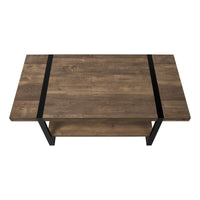 Coffee Table, Accent, Cocktail, Rectangular, Living Room, 48"L, Brown Laminate, Black Metal, Contemporary, Modern Brown Mdf