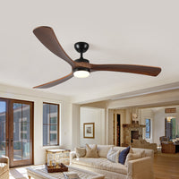 72 Inch Solid Wood Ceiling Fan With Lights And Remote Control Indoor Outdoor Ceiling Fan 3 Wooden Blades Modern Ceiling Fan For Porch Living Room Bedroom Antique Brown Solid Wood