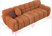 87.4 Length ,35.83" Deepth ,Human Body Structure For Usa People, Marshmallow Sofa,Boucle Sofa ,3 Seater, Light Brownboucle Light Brown Light Brown Wood Primary Living Space Medium Soft Split Back