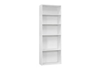 Bookshelf, Bookcase, 6 Tier, 72"H, Office, Bedroom, White Laminate, Transitional White Particle Board