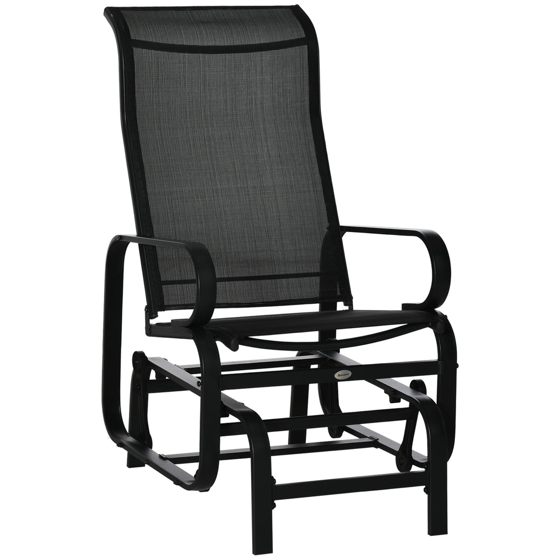 Outsunny Outdoor Glider Chair, Gliders For Outside Patio With Smooth Rocking Mechanism And Lightweight Construction For Backyard, Black Black Steel