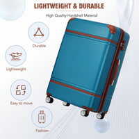 Hardshell Luggage With Tsa Lock24" Expandable Lightweight Suitcase With Spinner Wheels, Single Vintage Luggage,Blue Blue Abs