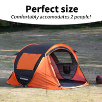 2 Person Black Orange Pop Up Camping Tent Black Cream Polyethylene