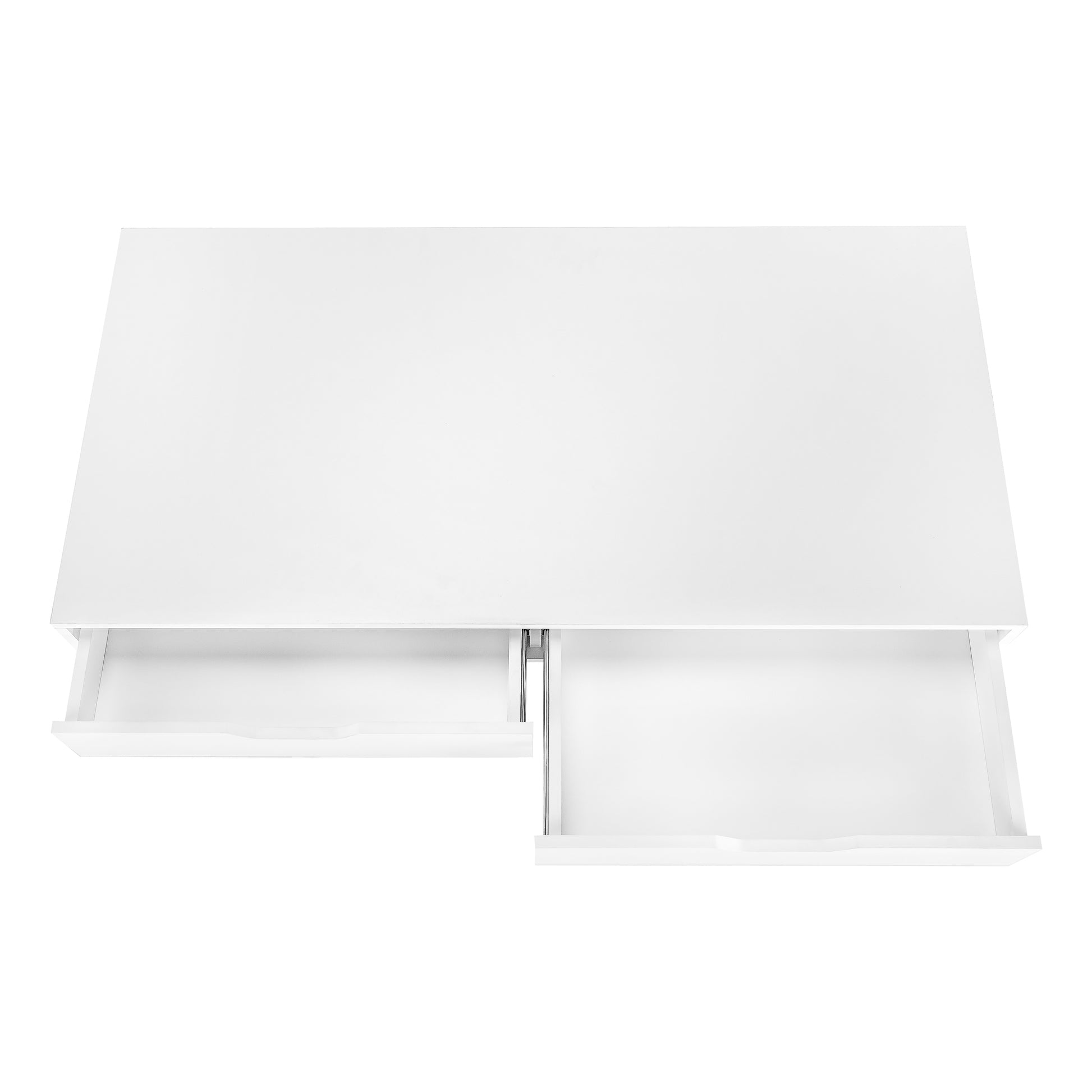 Computer Desk, Home Office, Laptop, Storage Drawers, 48"L, Work, White Laminate, White Metal, Contemporary, Modern White Particle Board