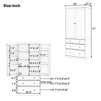 Assembly 77Inch Farmhouse Kitchen Pantry, Freestanding Tall Cupboard Storage Cabinet With 3 Adjustable Shelves, 8 Door Shelves, 3 Drawers For Kitchen, Dining Room, White White Kitchen Farmhouse