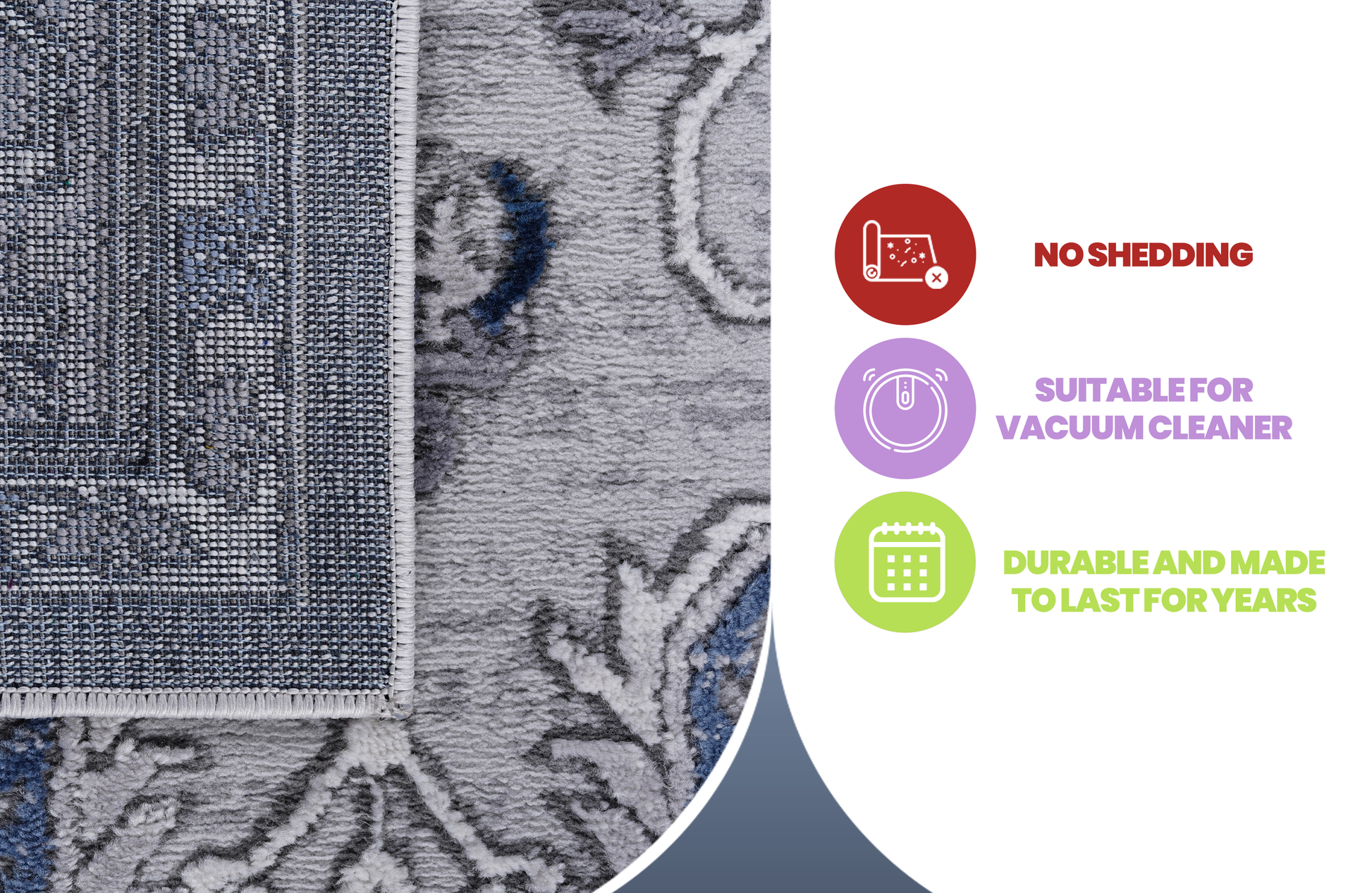 Naar Marfi Collection 2X8 Grey Blue Oriental Non Shedding Living Room Bedroom Dining Home Office Stylish And Stain Resistant Area Rug Grey Blue Polyester