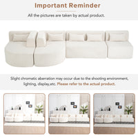 143.7" Upholstered Sofa Free Combined Sofa Couch With Two Chaise Lounge And Five Back Pillows For Living Room, Beige Beige Foam Polyester 5 Seat