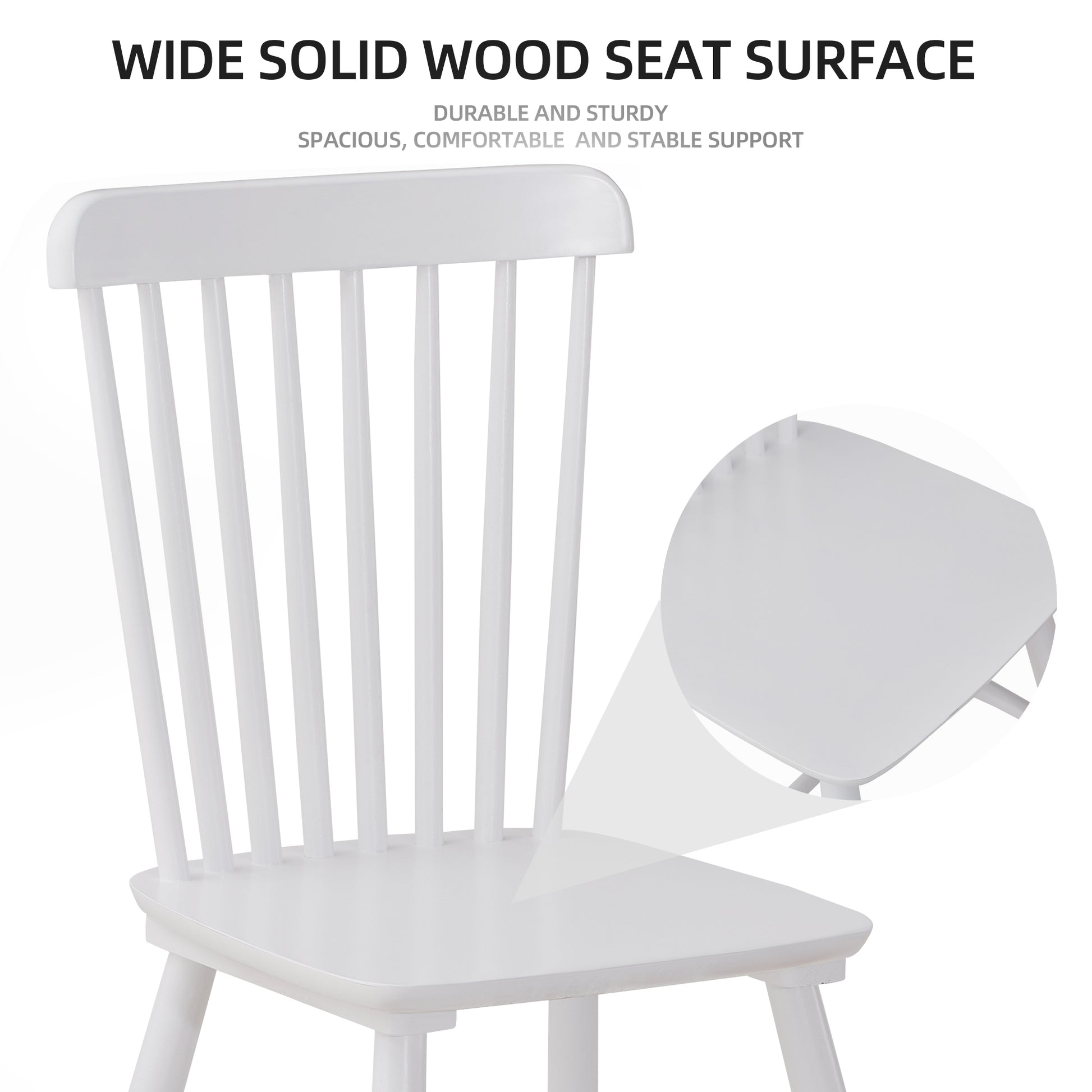 4 Pieces Of Dining Chair,White, Rubber Wood Material, Dining Chair, Solid Wood Chair, Solid Wood Dining Table Chair, Living Room Chair, Simple And Natural White Rubber Wood