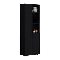 Riner Multistotage 67" H With 5 Tier Storage Shelves And 2 Doors, Black Black Solid Wood Mdf Engineered Wood