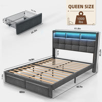 Bed 778Queen Dg Clb Queen Dark Gray Wood Fabric