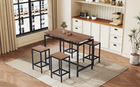 5 Piece Compact Bar Table Set With Table And Stools Modern Industrial Design, Space Saving Furniture For Dining Room And Breakfast Nook Dark Brown Dark Brown Mdf Steel