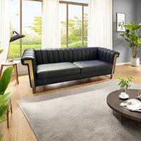 Fx P81Pu Bk Sofa 84.65Inch Fashionable Sofa For Livingroom And Office Room 3S Sofa Temu Suitable Black Pu 2 Seat