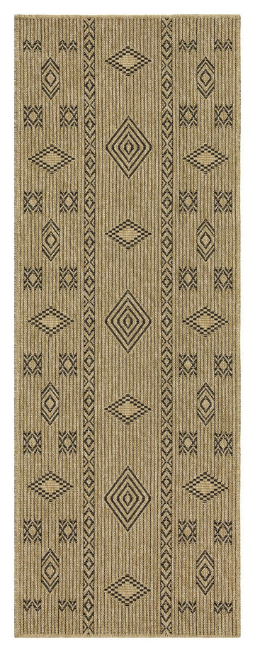 Earth Gc Ntl1001 Jute Black 2 Ft. 7 In. X 7 Ft. 3 In. Indoor Outdoor Area Rug Natural Black Polyester Polypropylene