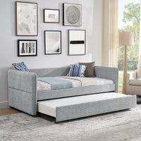 Daybed With Trundle Upholstered Tufted Sofa Bed, Twin Size, Boucle Fabric, Grey 83"X43"X29.5" Grey Boucle