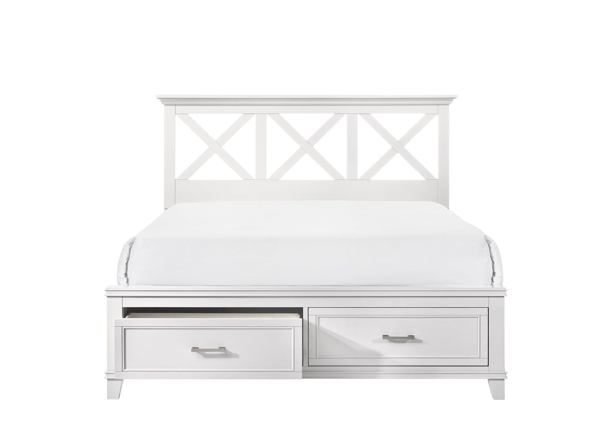 Queen X Storage Bed White Solid Wood Mdf