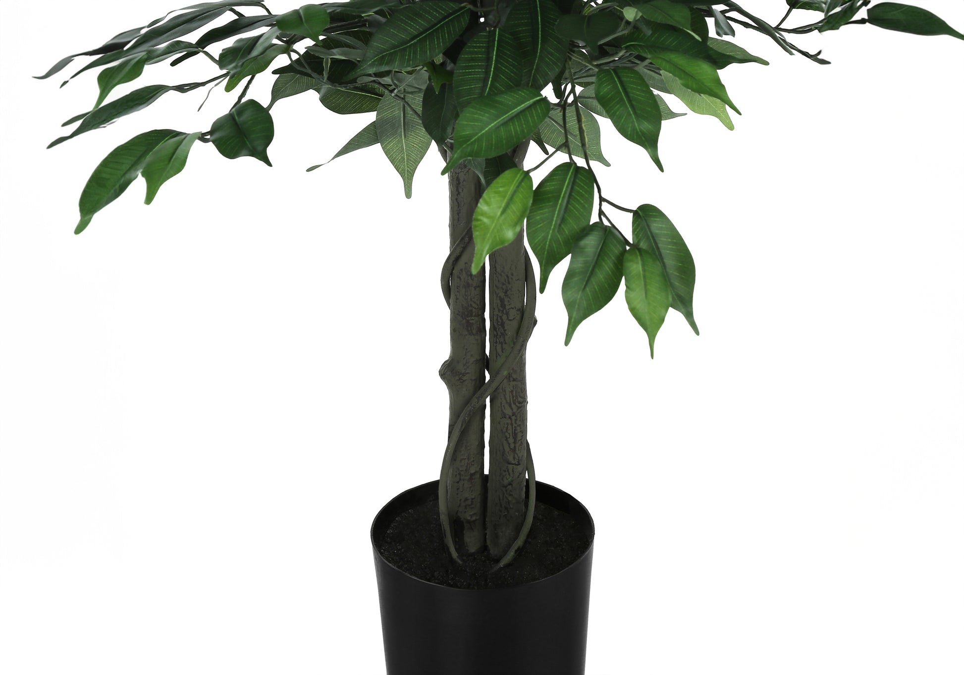 Artificial Plant, 58" Tall, Ficus Tree, Indoor, Faux, Fake, Floor, Greenery, Potted, Decorative, Green Leaves, Black Pot Green Plastic