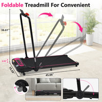 Folding Walking Pad Under Desk Treadmill For Home Office 2.5Hp Walking Treadmill With Incline 0.5 7.5Mph 300Lbs Capacity Treadmill For Walking Running Two Ways To Adjust Speed Indoor Fitness Pink