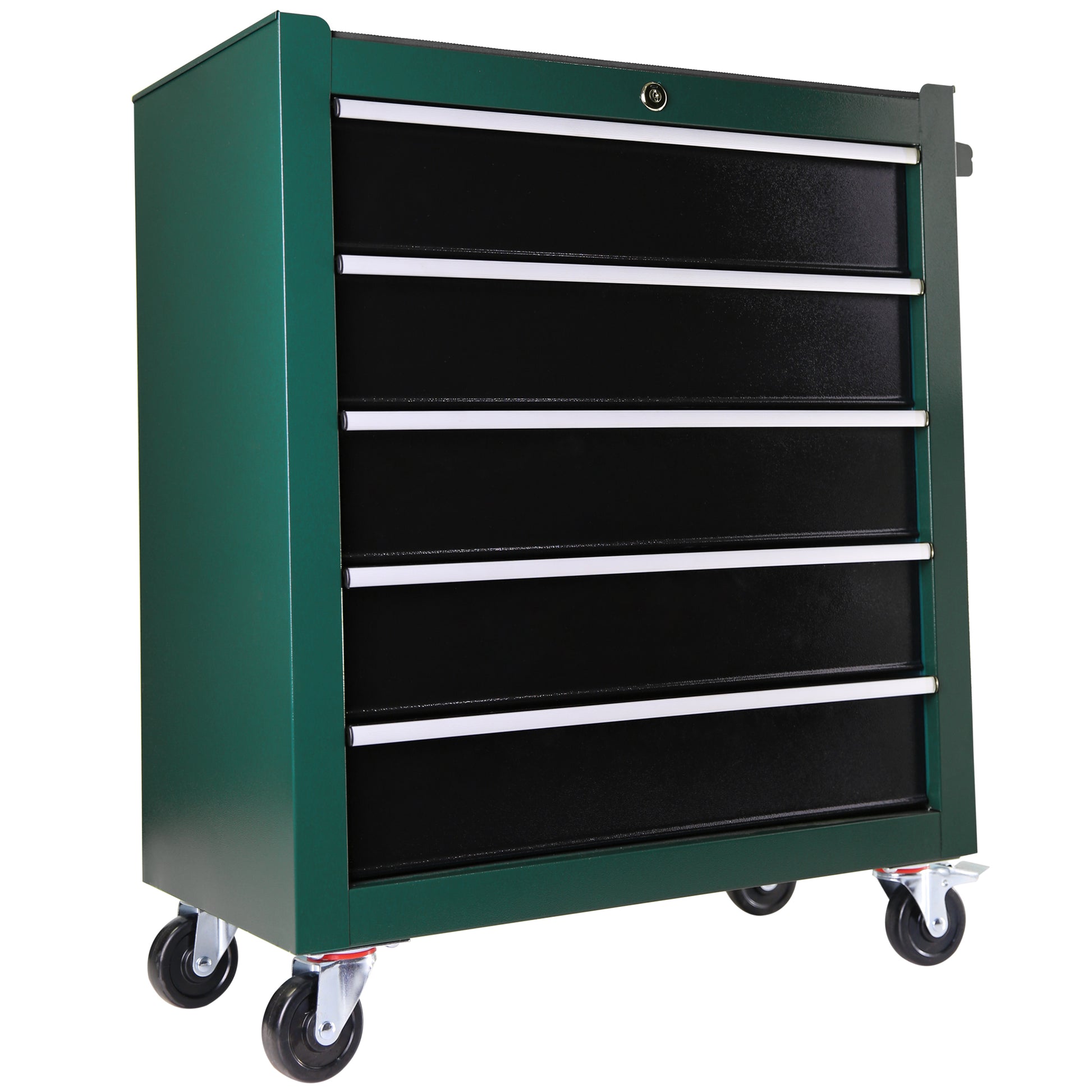 5 Drawers Rolling Tool Chest,Tool Cabinet On Wheels With Keyed Locking Stem And Drawer Liners,Tool Chest With Link Buckle And Can Be Combined To Large Cabinet Set,For Warehouse,Garage Green Steel