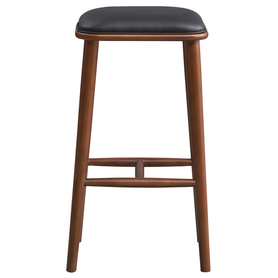 Jason Pu Leather Bar Stool Solid Black,Brown,Wood Brown Dining Room Foam Wipe Clean Rectangular Mid Century Modern Bar Stools Foam Pu Leather,Solid Wood